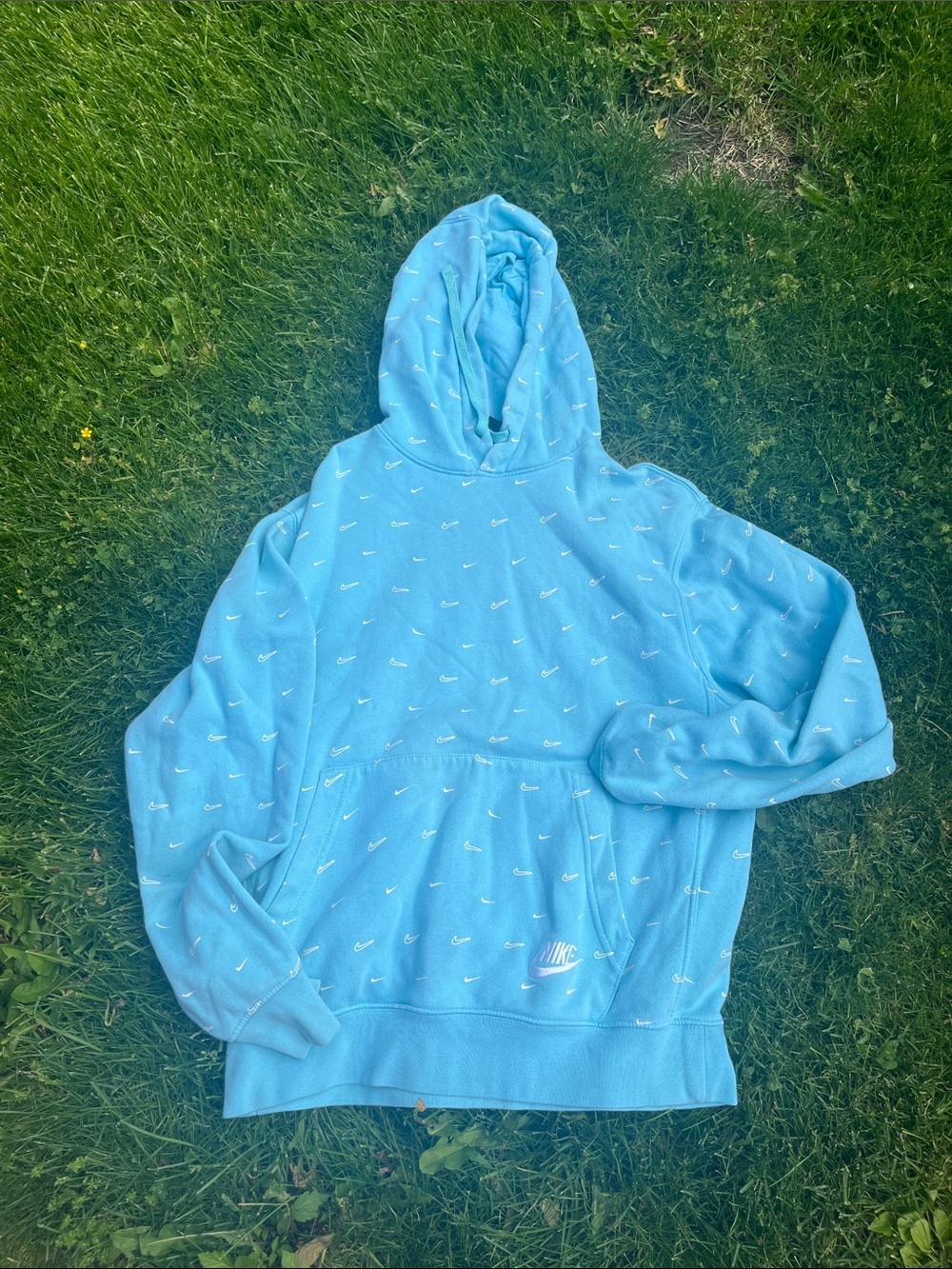 Nike Light Blue Swoosh Pullover Hoodie S